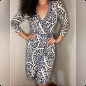 BCBGMaxAzria Navy and White Dress